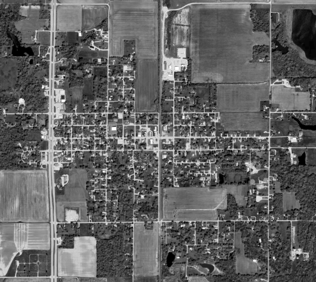 Google Maps satellite view of Farmersburg, Indiana