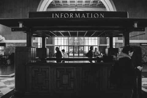 stock photo of an information booth